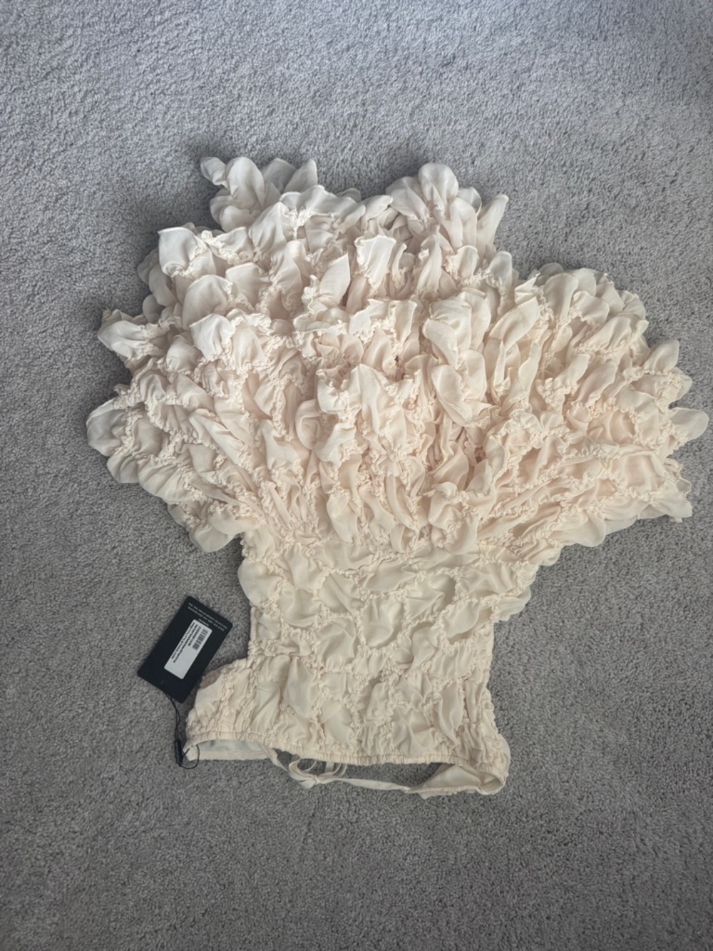 PrettyLittleThing Cream Ruffle Mini Dress - Picture 2 of 3